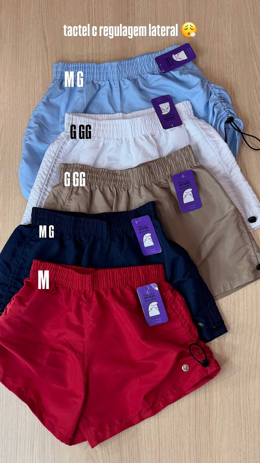 Short tacquetel com regulagem lateral
