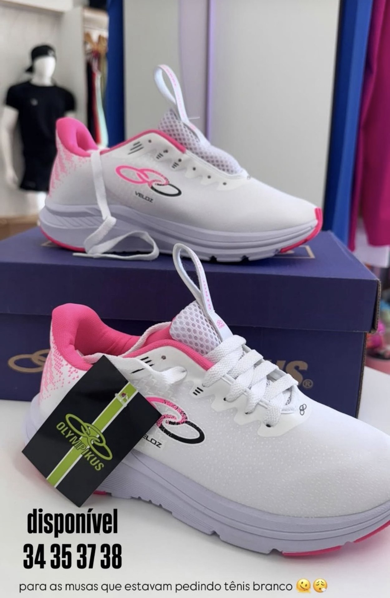 Tênis olímpicos branco c/ rosa